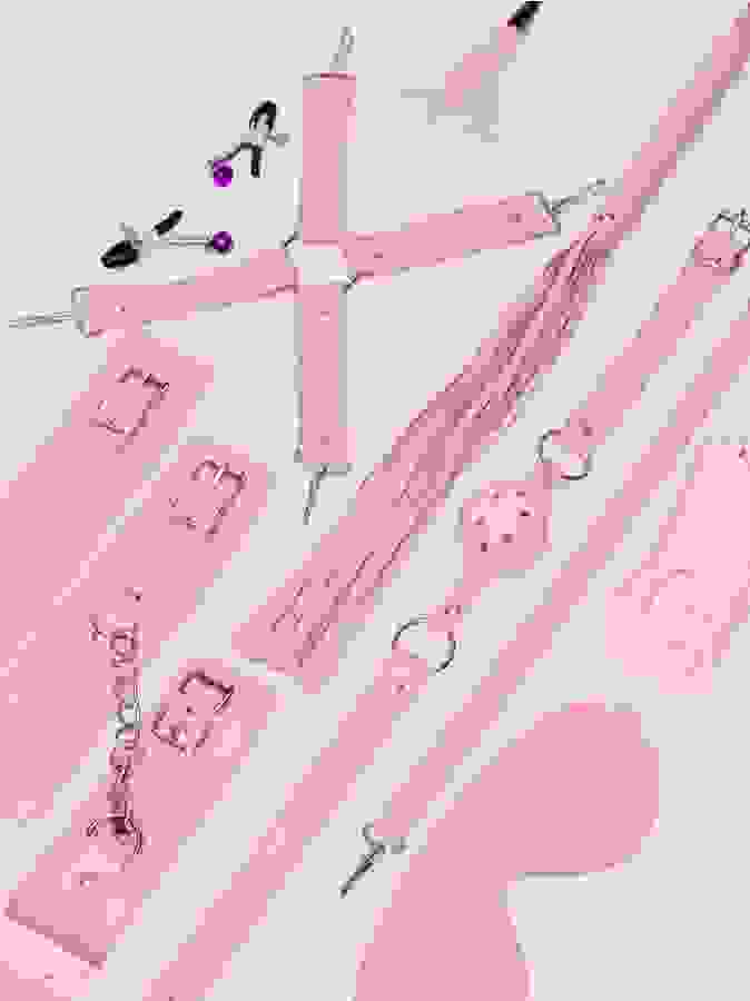 Secret Pleasure Chest Bondage Kit (11 Pieces), Pink, hi-res